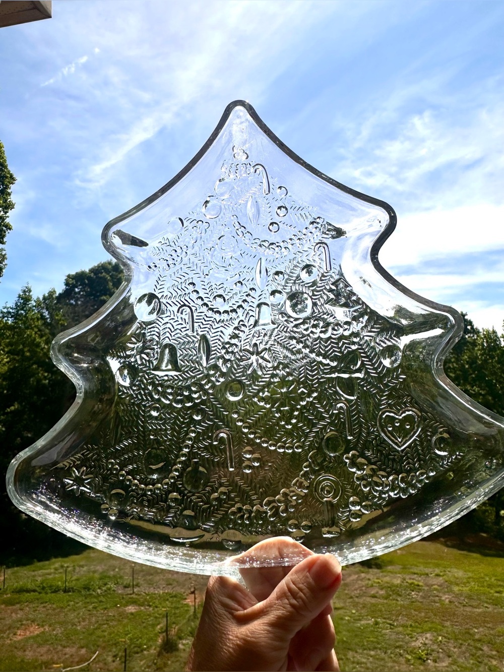Vintage Indiana Glass Clear Christmas Tree Platter
